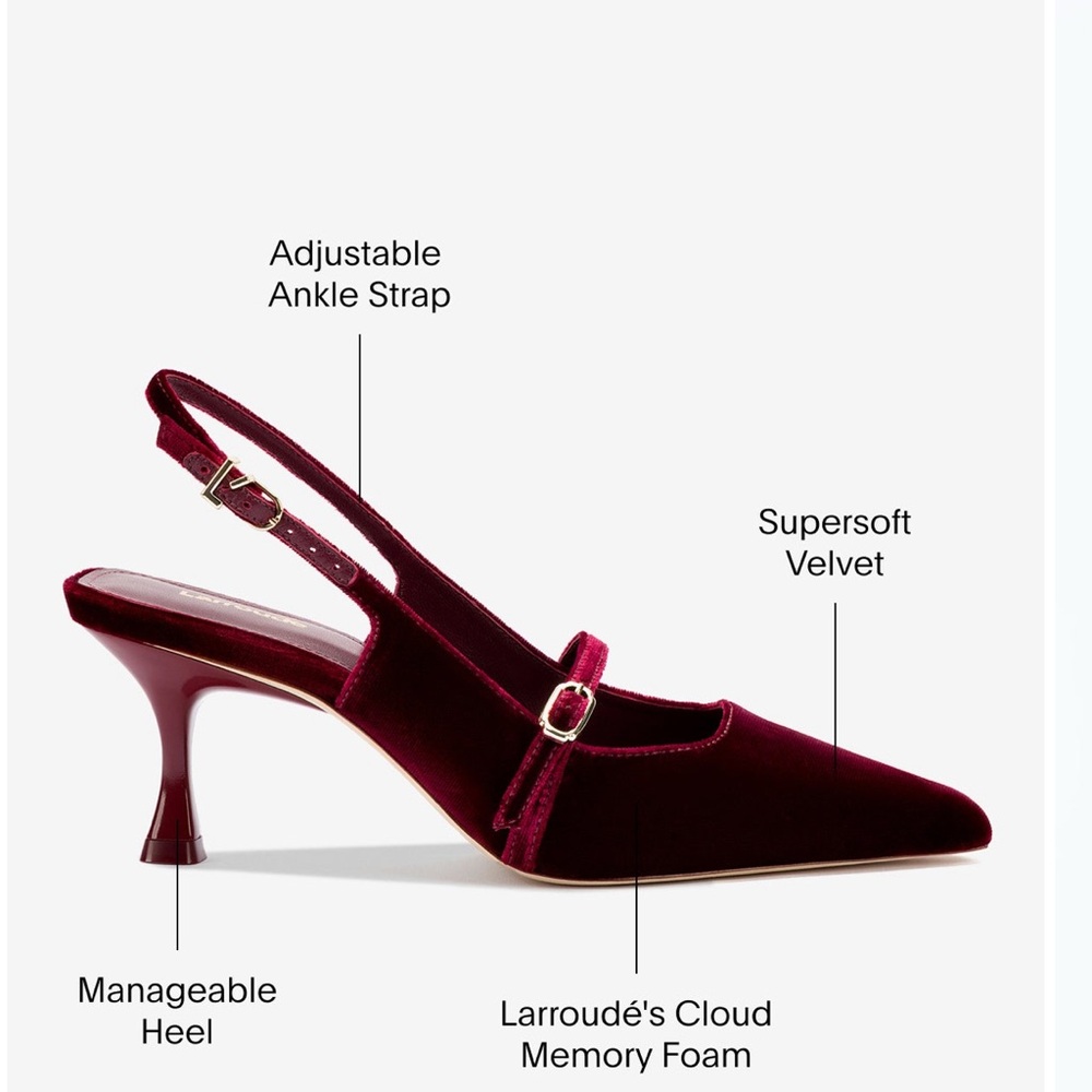 Larroude Ines Pump In Wine Velvet - Picture 11 of 11
